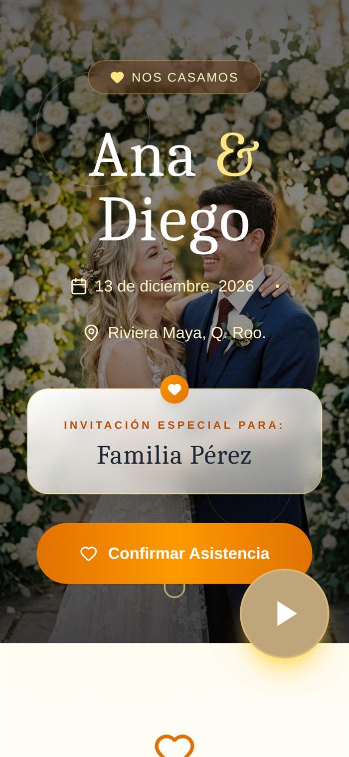 Invitación de Ana & Diego, vista celular